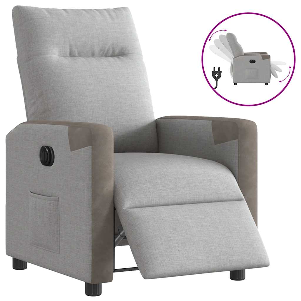 Fauteuil inclinable électrique gris nuage tissu