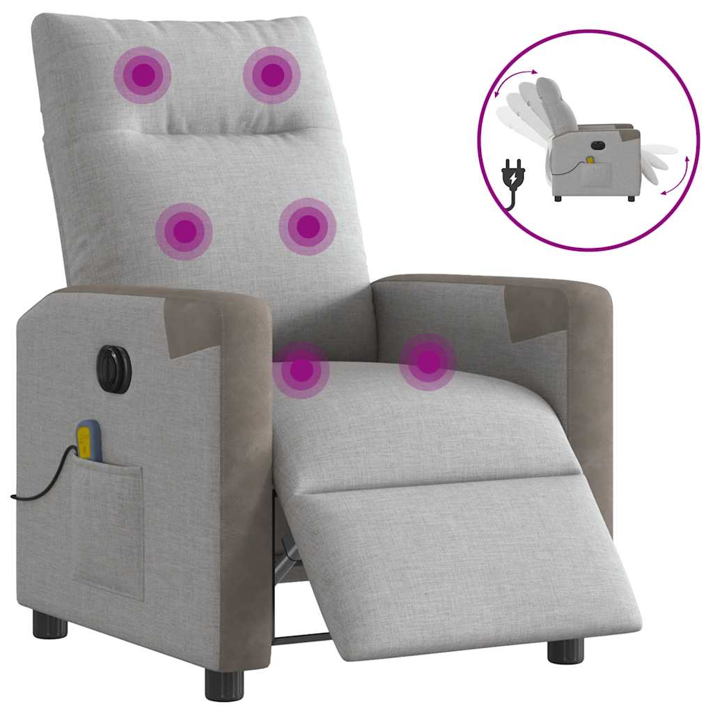 Fauteuil de massage inclinable électrique gris nuage tissu