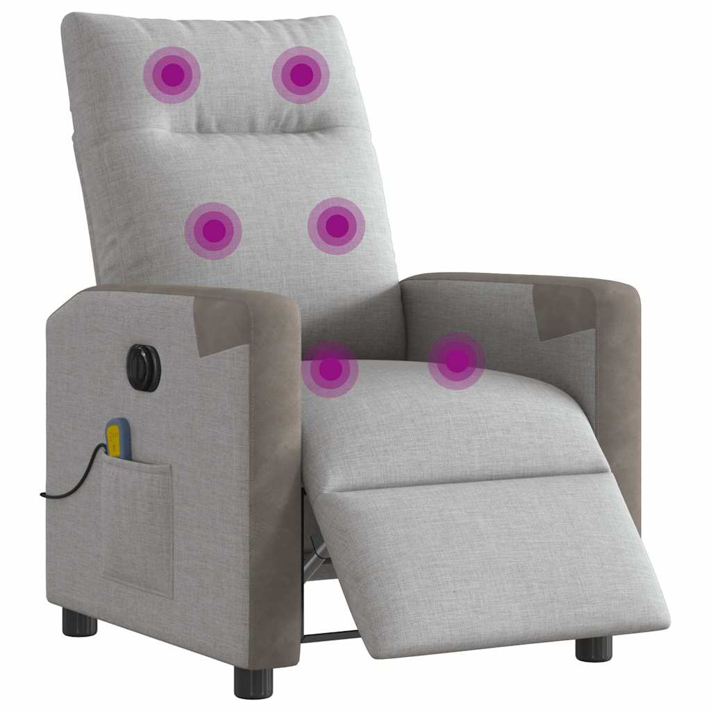 Fauteuil de massage inclinable électrique gris nuage tissu