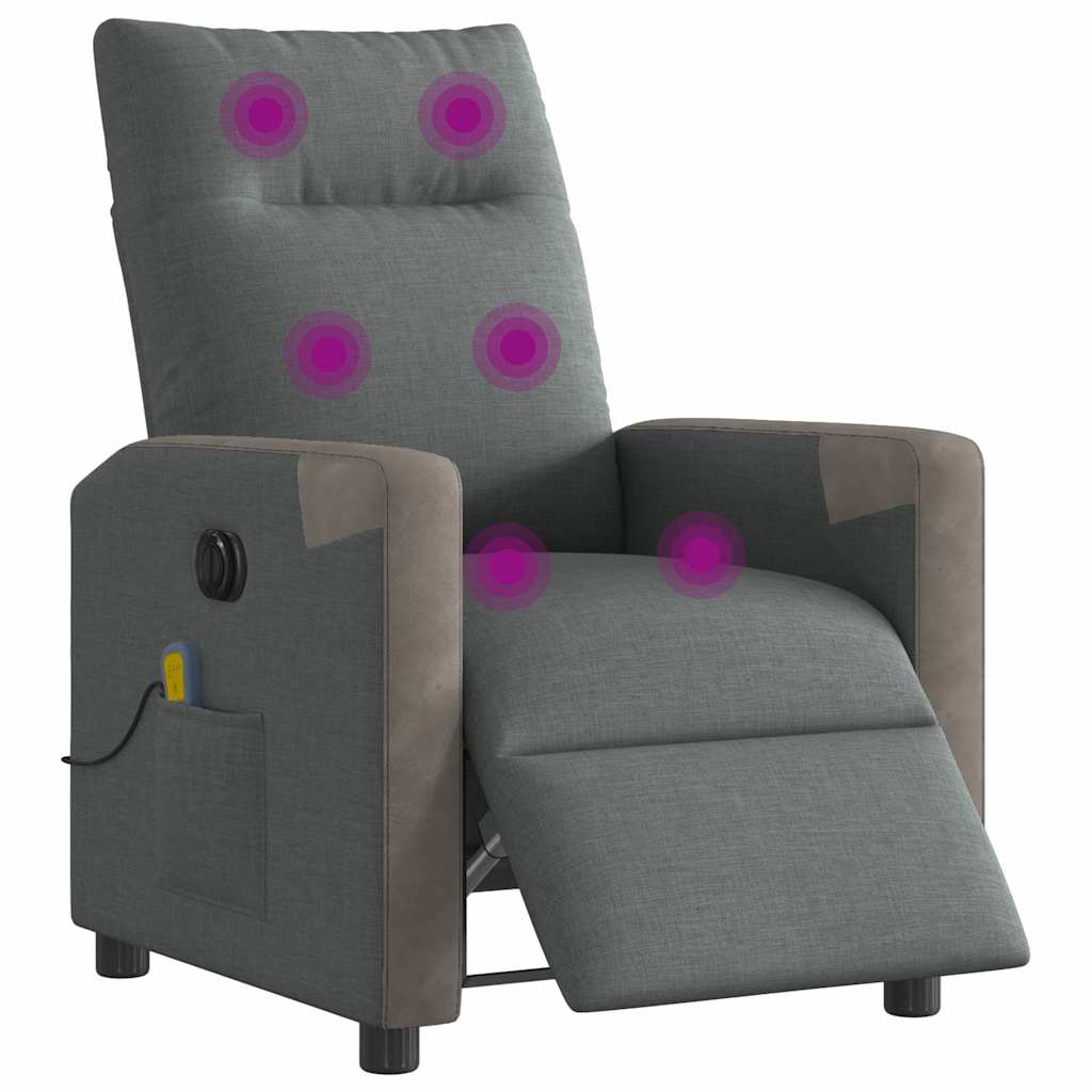 Fauteuil inclinable de massage électrique gris foncé tissu