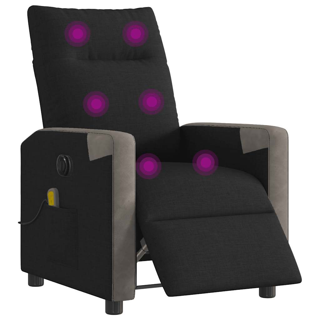 Fauteuil de massage inclinable électrique Noir Tissu