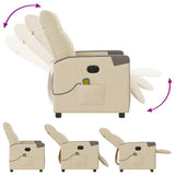 Fauteuil inclinable de massage électrique crème tissu