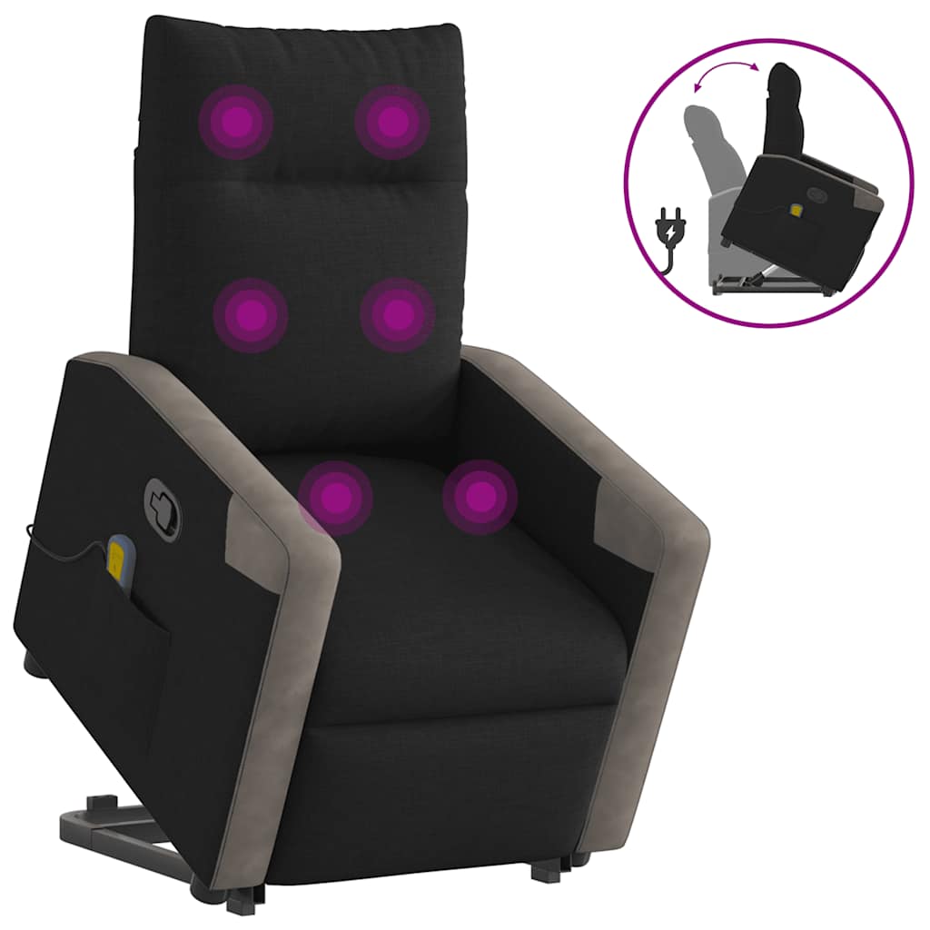 Fauteuil de massage inclinable Noir Tissu