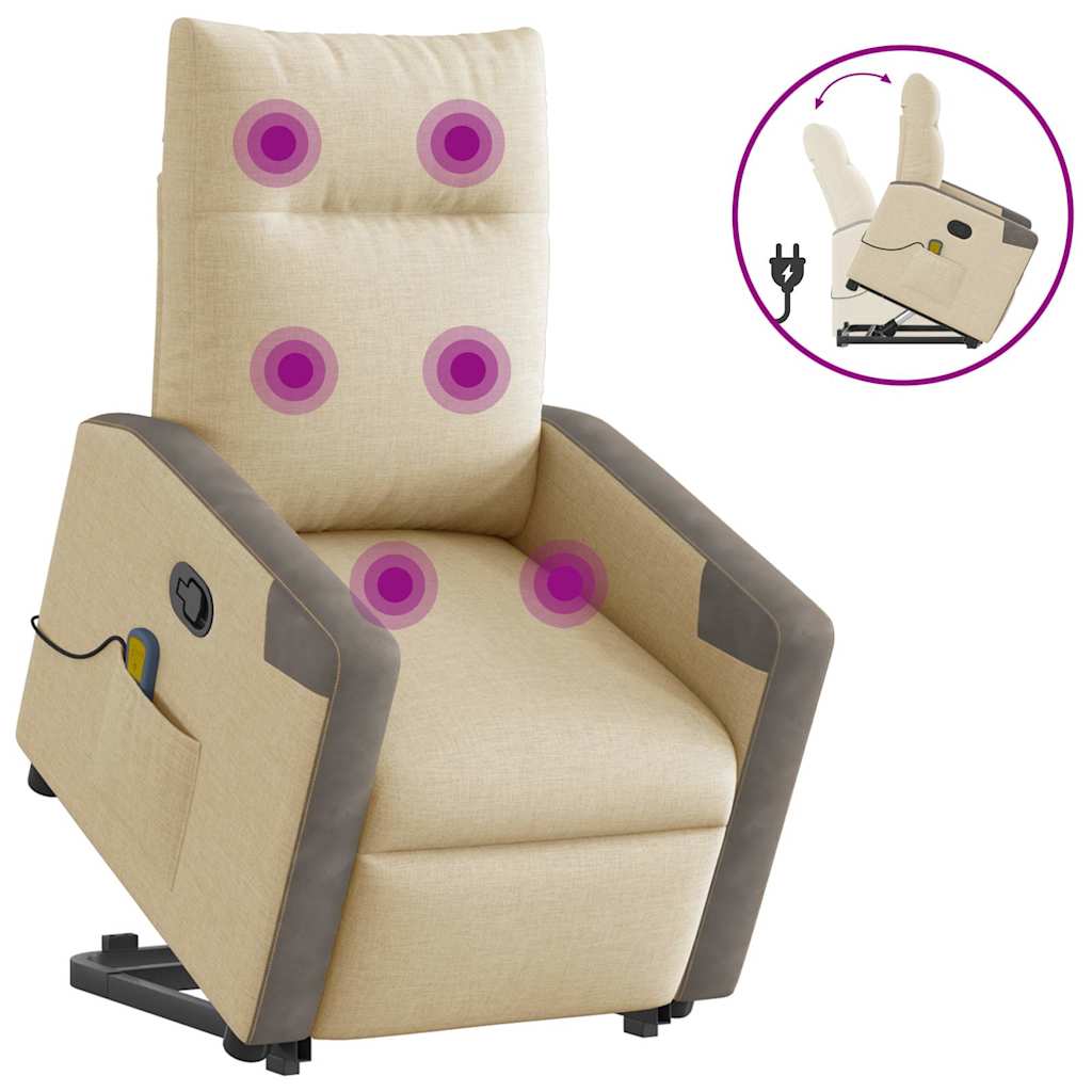 Fauteuil inclinable de massage Crème Tissu
