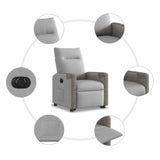Fauteuil inclinable électrique gris nuage tissu