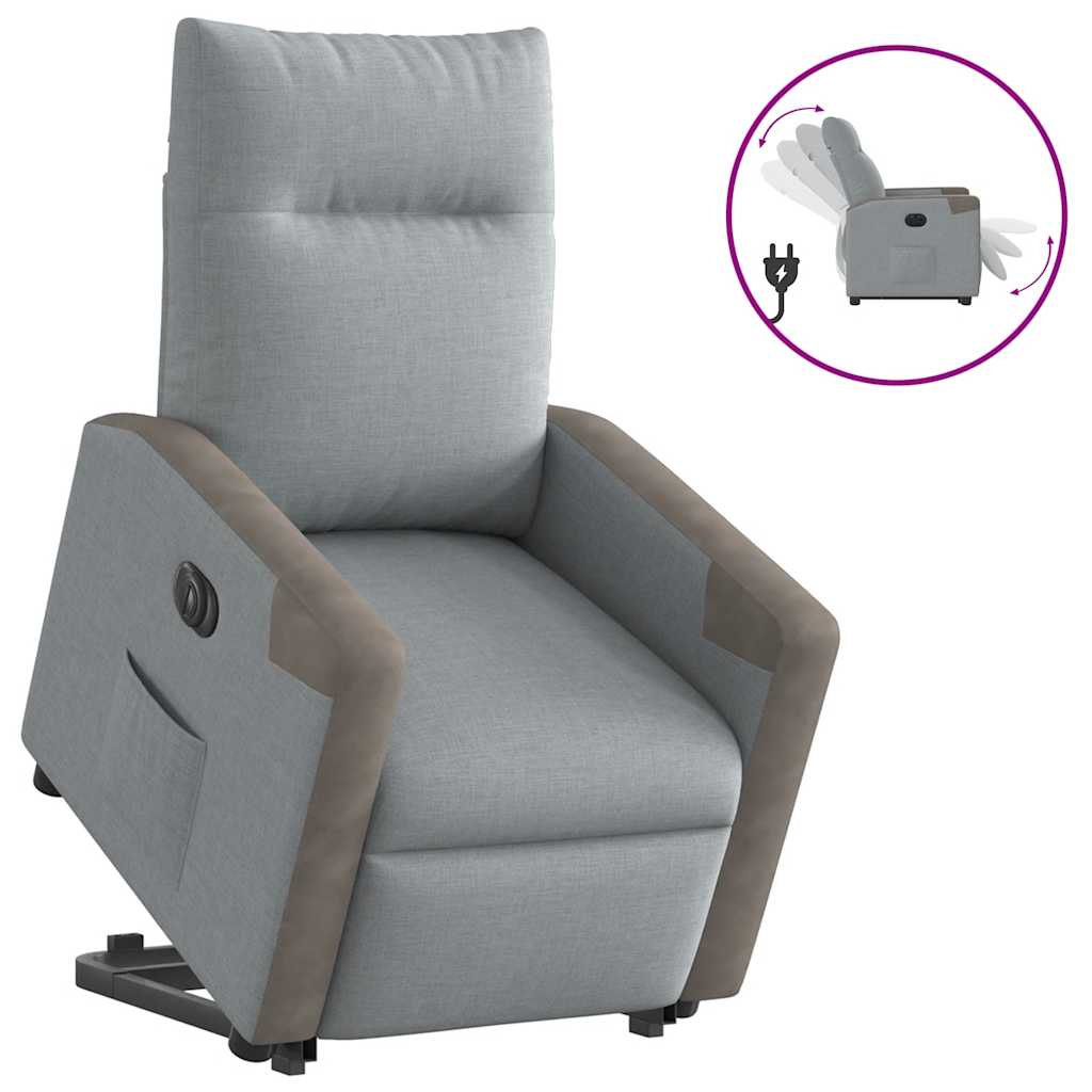 Fauteuil inclinable électrique gris clair tissu