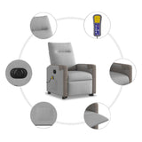 Fauteuil inclinable de massage électrique gris nuage tissu