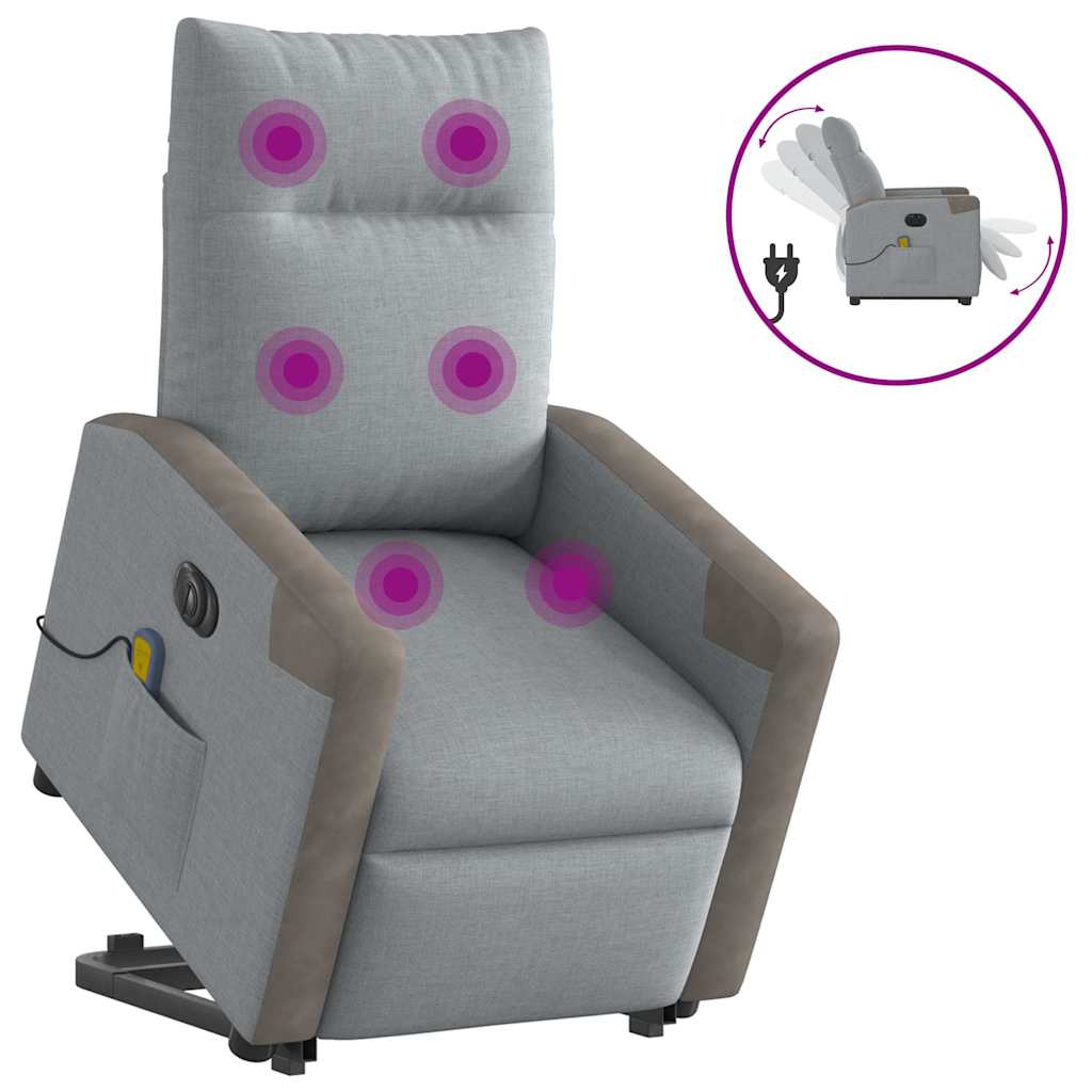 Fauteuil inclinable de massage électrique Gris clair Tissu