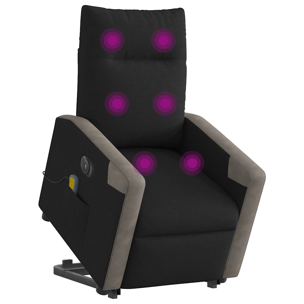 Fauteuil inclinable de massage électrique Noir Tissu