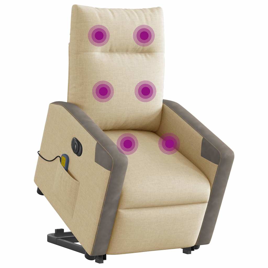 Fauteuil inclinable de massage électrique Crème Tissu