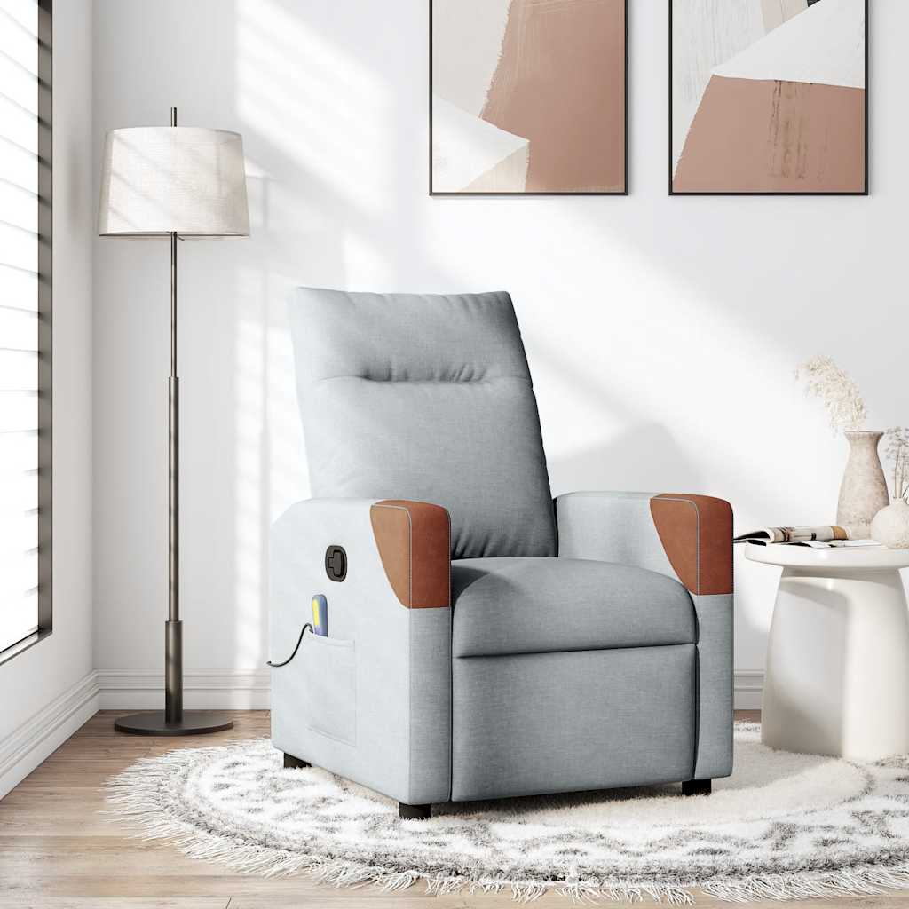Fauteuil de massage inclinable Gris clair Tissu