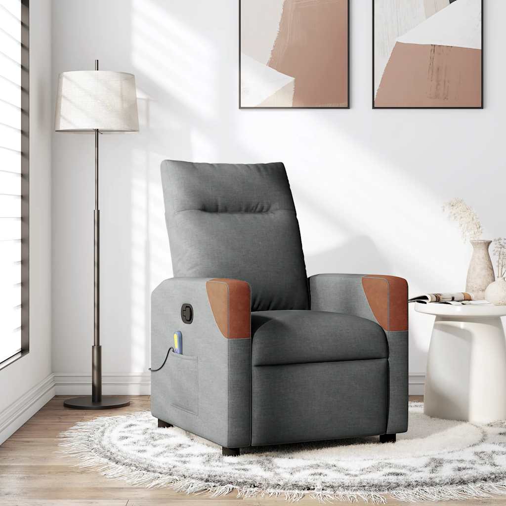 Fauteuil inclinable de massage en tissu gris foncé