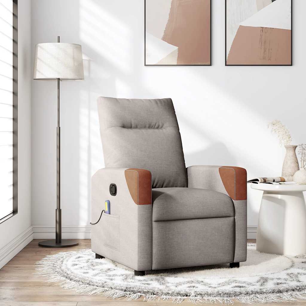 Fauteuil de massage inclinable Taupe Tissu