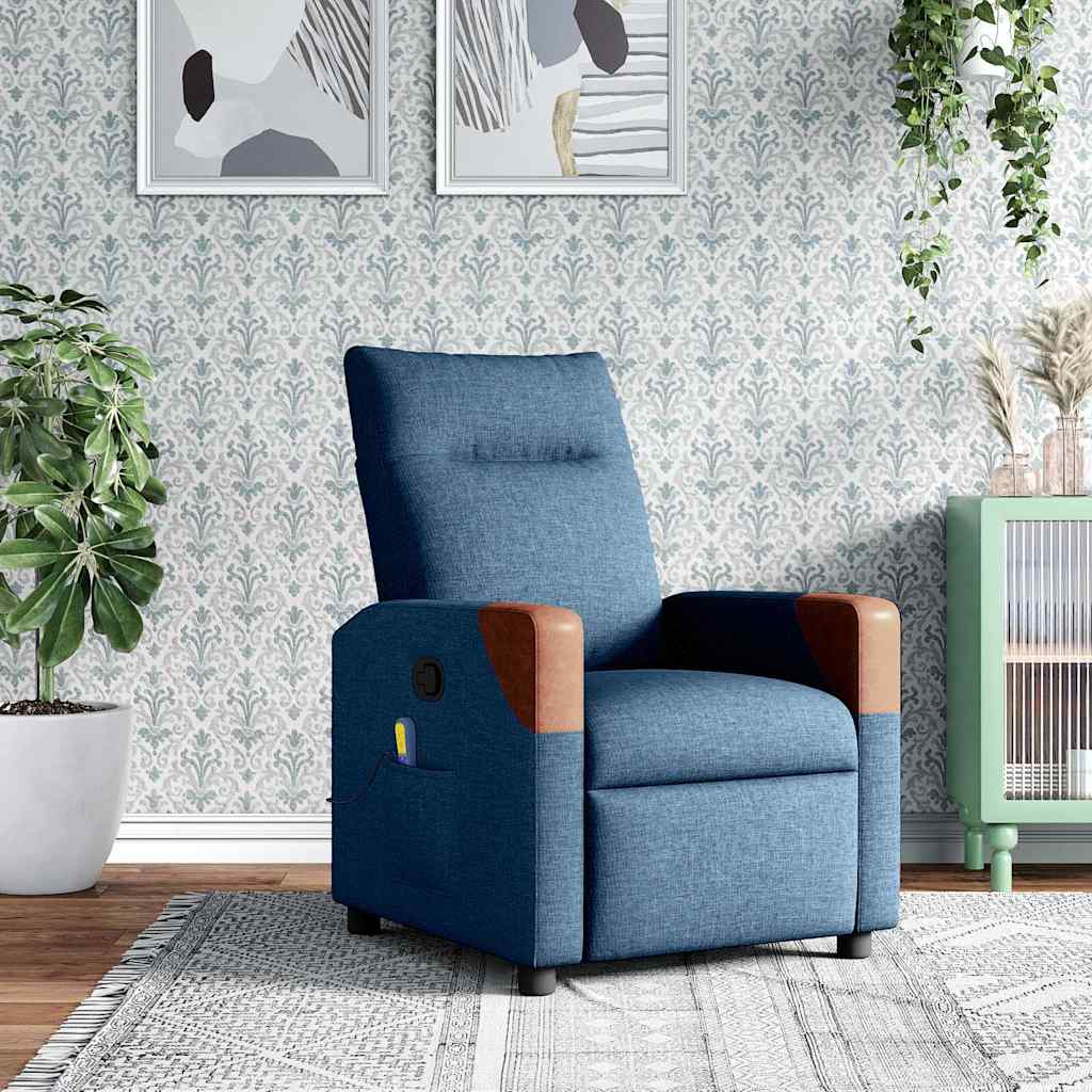 Fauteuil inclinable de massage Bleu Tissu
