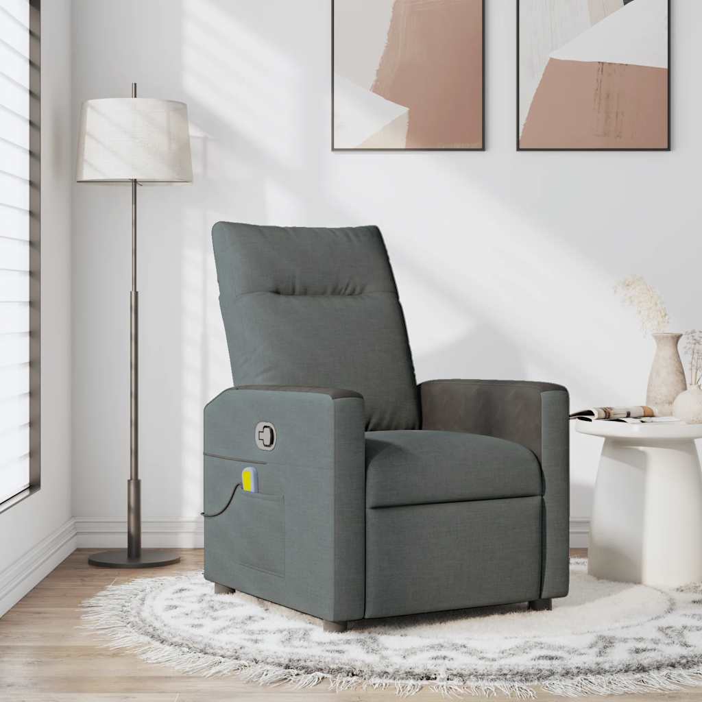 Fauteuil inclinable de massage en tissu gris foncé