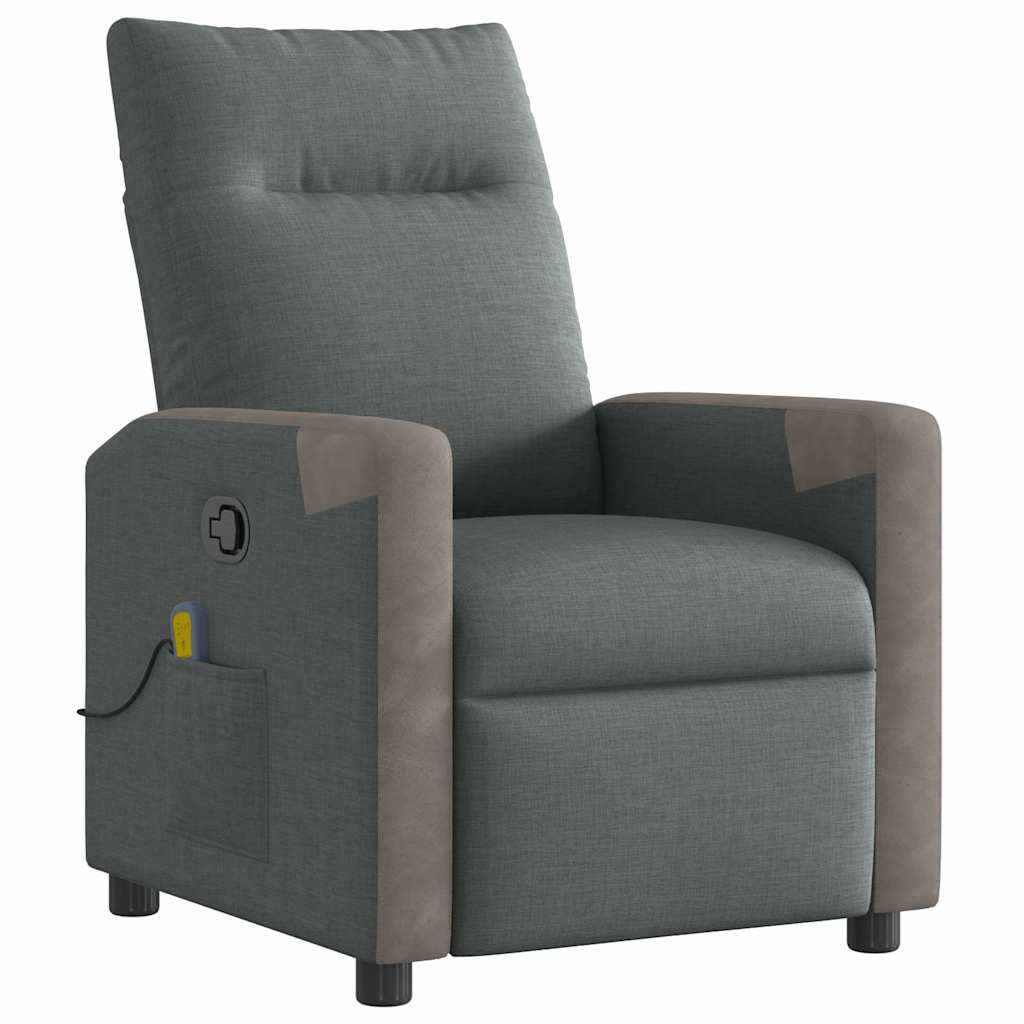 Fauteuil de massage inclinable Gris foncé Tissu