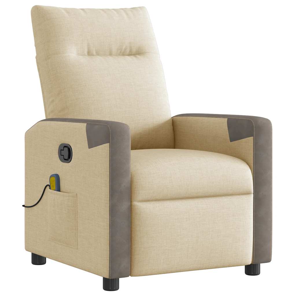 Fauteuil de massage inclinable Crème Tissu