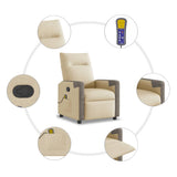 Fauteuil de massage inclinable Crème Tissu