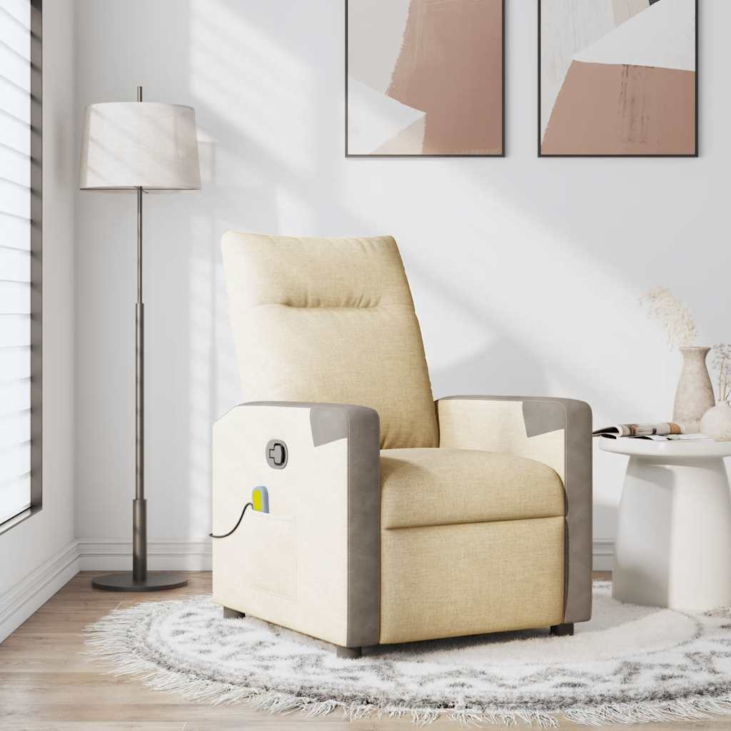 Fauteuil de massage inclinable Crème Tissu