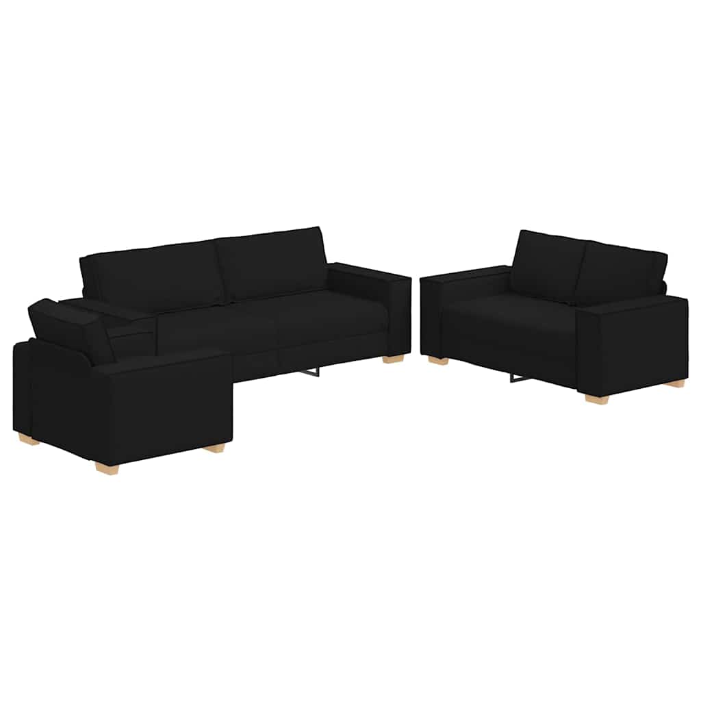 Ensemble de Canapés 3 pcs Noir 220 x 78 x 84 cm tissu