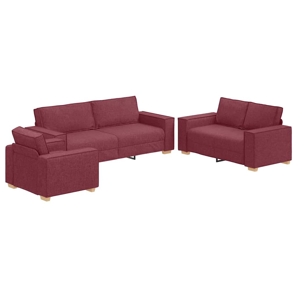 Ensemble de Canapés 3 pcs Bordeaux 220 x 78 x 84 cm tissu