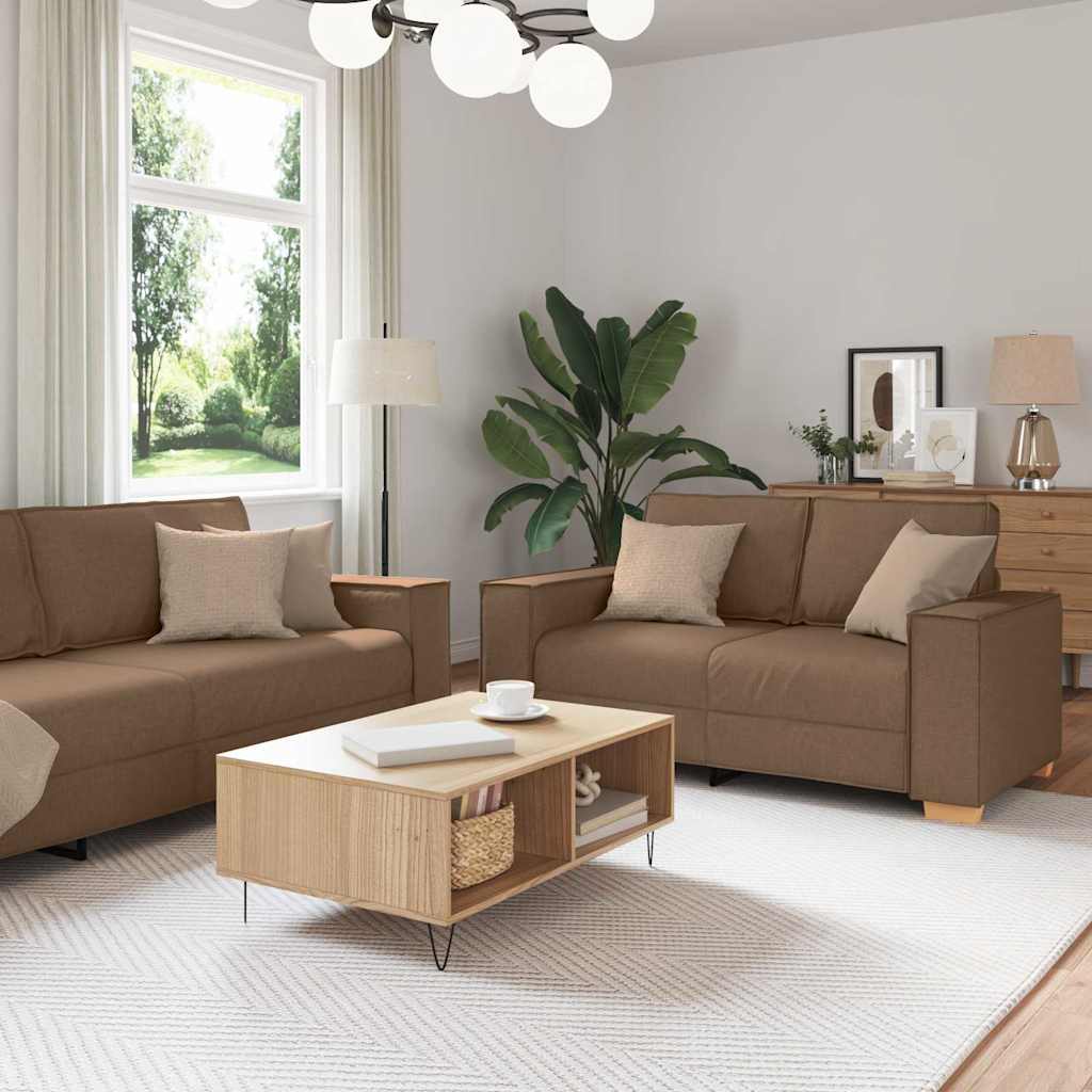 Ensemble de Canapés 3 pcs Marron 220 x 78 x 84 cm tissu