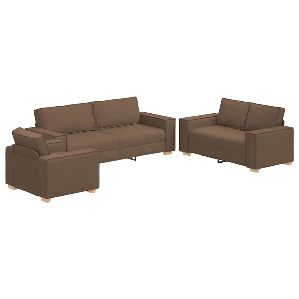 Ensemble de Canapés 3 pcs Marron 220 x 78 x 84 cm tissu