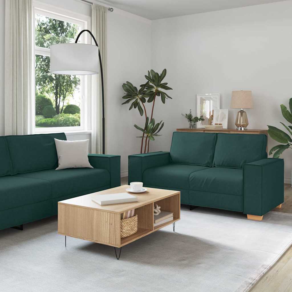Ensemble de Canapés 3 pcs Vert foncé 220 x 78 x 84 cm tissu