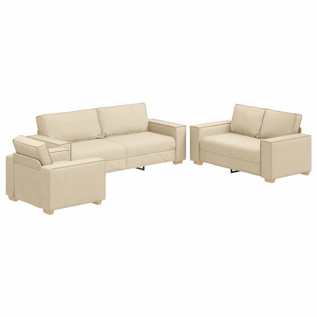 Ensemble de Canapés 3 pcs Crème 220 x 78 x 84 cm tissu