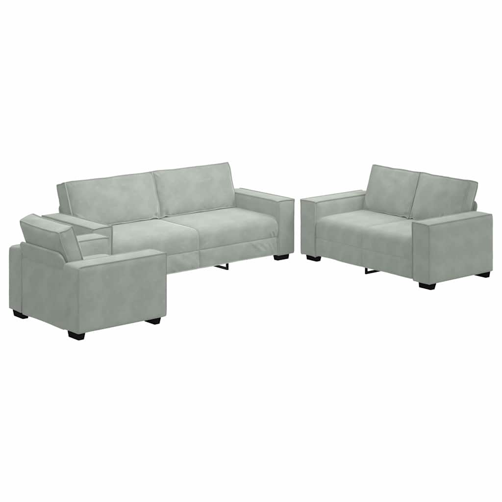 Ensemble de Canapés 3 pcs Gris 220 x 78 x 84 cm Velours