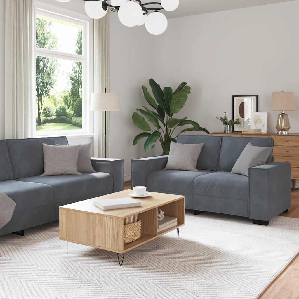 Ensemble de canapés 3 pcs avec coussins Gris foncé Velours