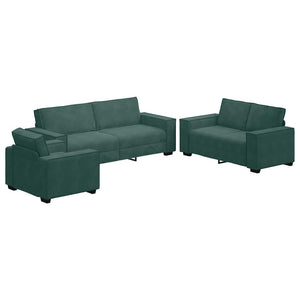 Ensemble de canapés 3 pcs avec coussins Vert foncé Velours