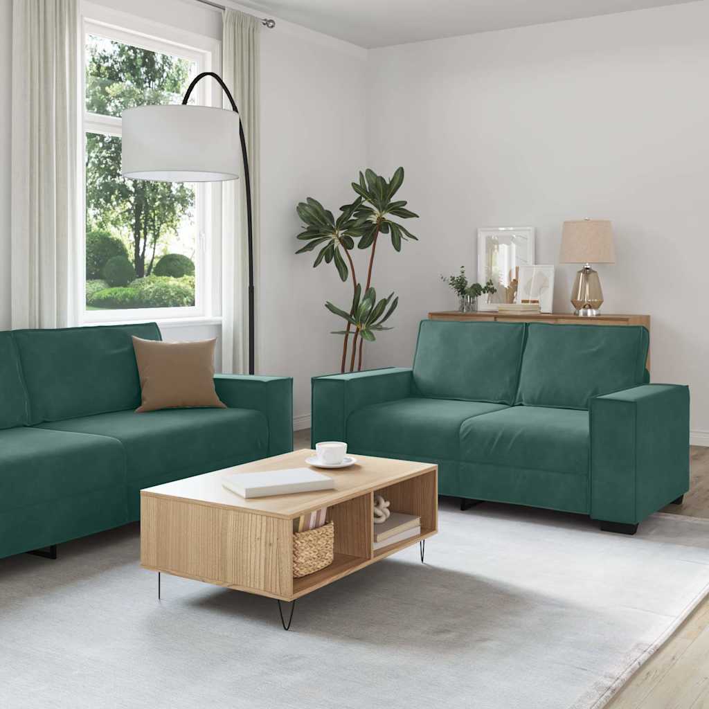 Ensemble de canapés 3 pcs avec coussins Vert foncé Velours