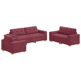 Ensemble de Canapés avec coussin avec oreiller Bordeaux tissu
