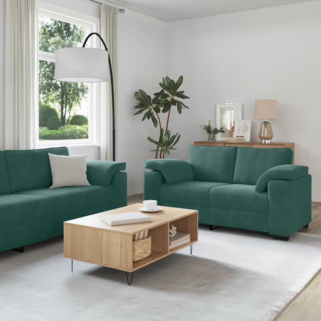 Ensemble de canapés 3 pcs avec coussins Vert foncé Velours