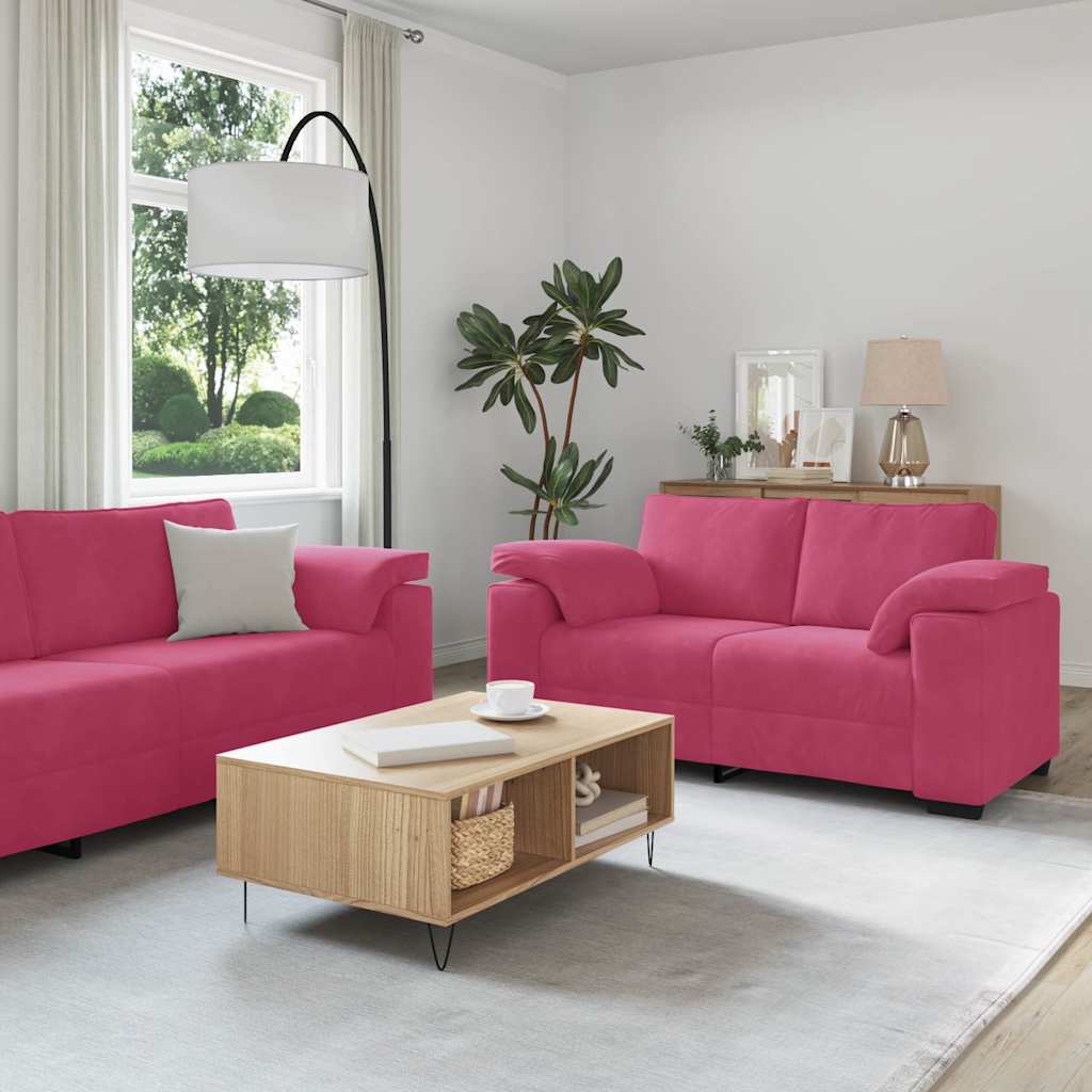 Ensemble de canapés 3 pcs avec coussins Rouge bordeaux Velours