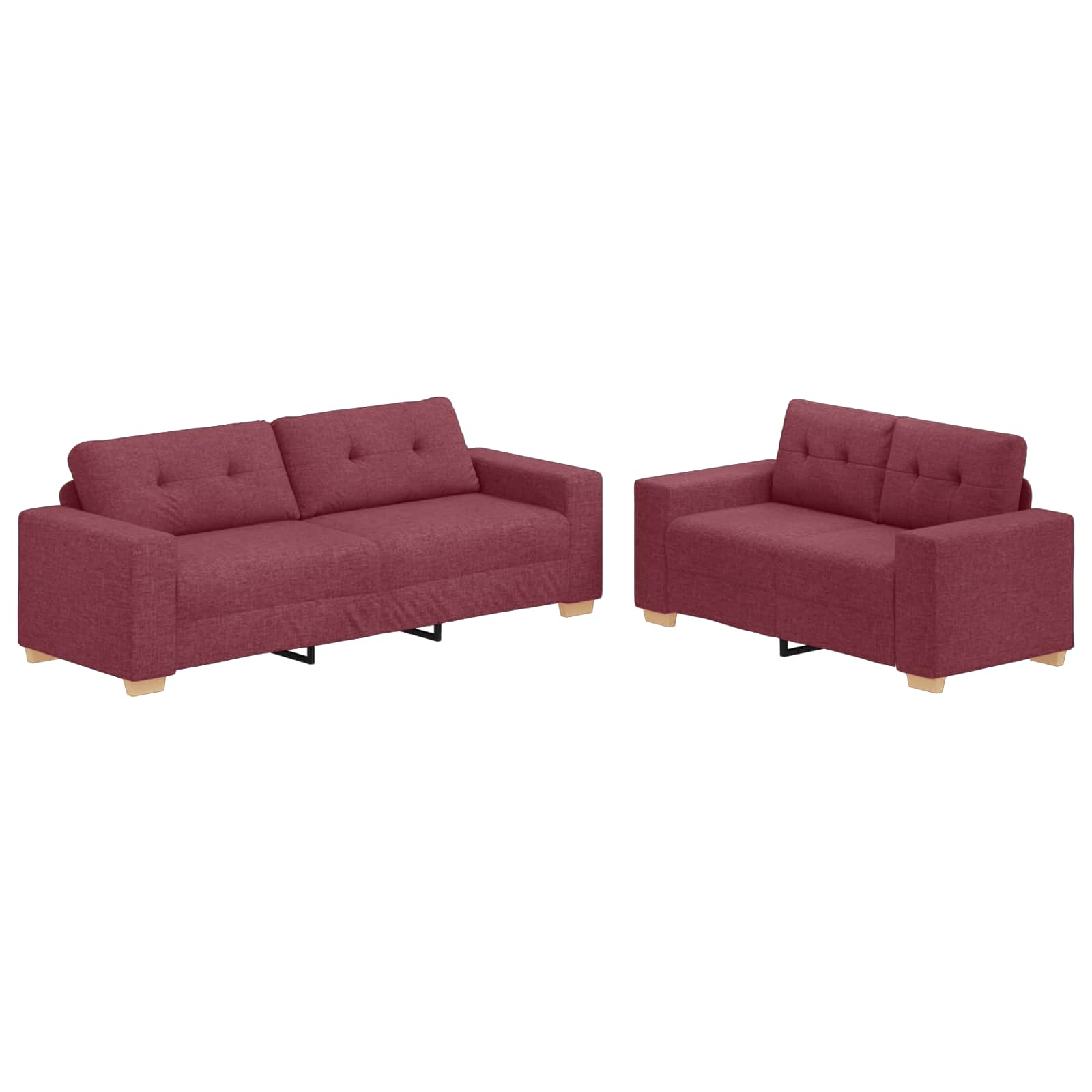 Ensemble de Canapés 2 pcs Bordeaux 221 x 78 x 80 cm Tissu