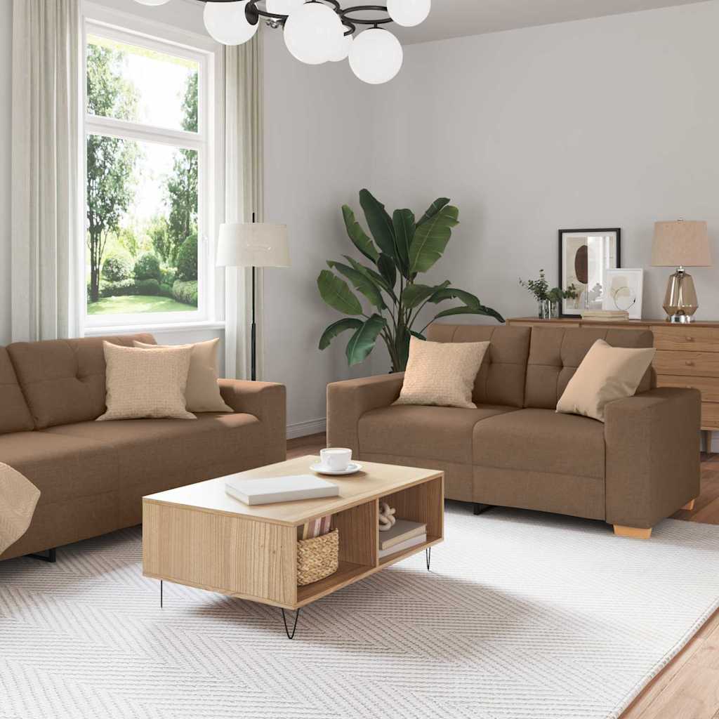Ensemble de Canapés 2 pcs Marron 221 x 78 x 80 cm Tissu