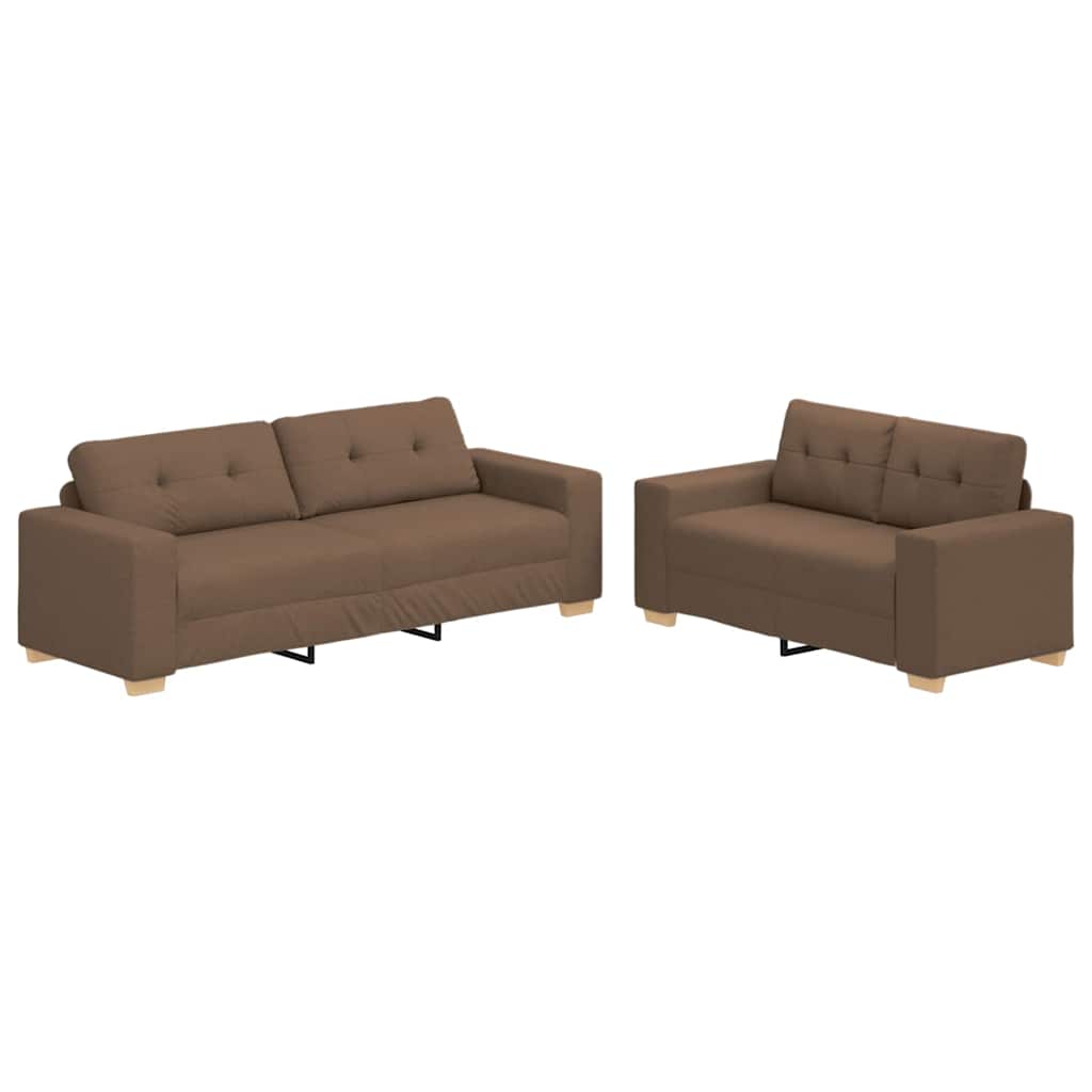 Ensemble de Canapés 2 pcs Marron 221 x 78 x 80 cm Tissu