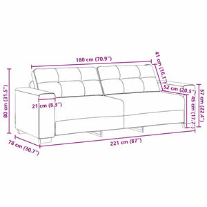 Ensemble de Canapés 2 pcs Marron 221 x 78 x 80 cm Tissu