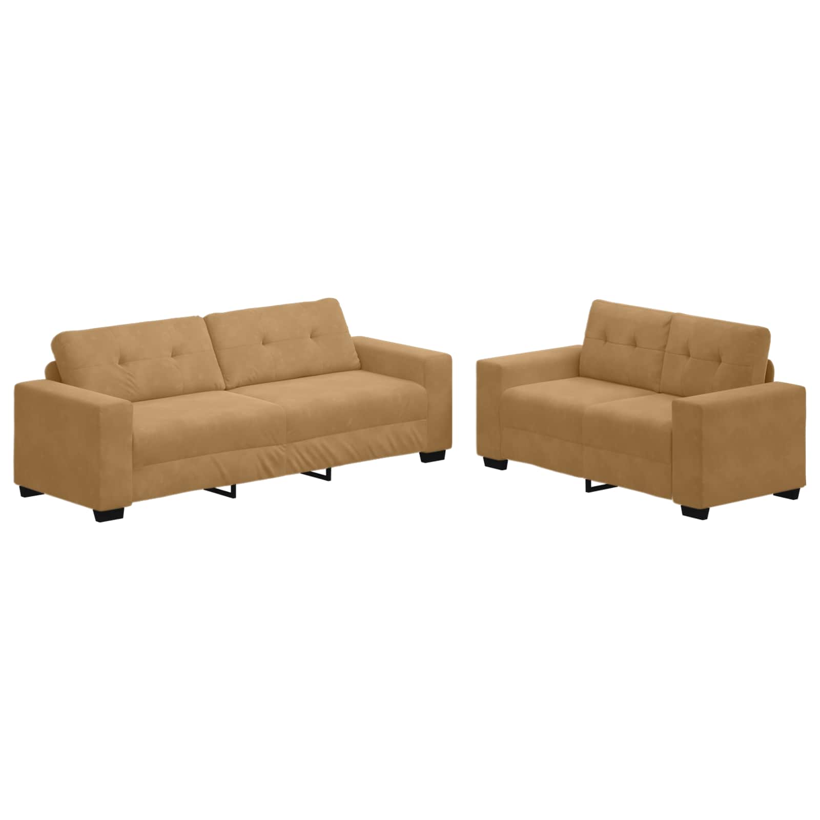 Canapé 2 pcs Marron tissu