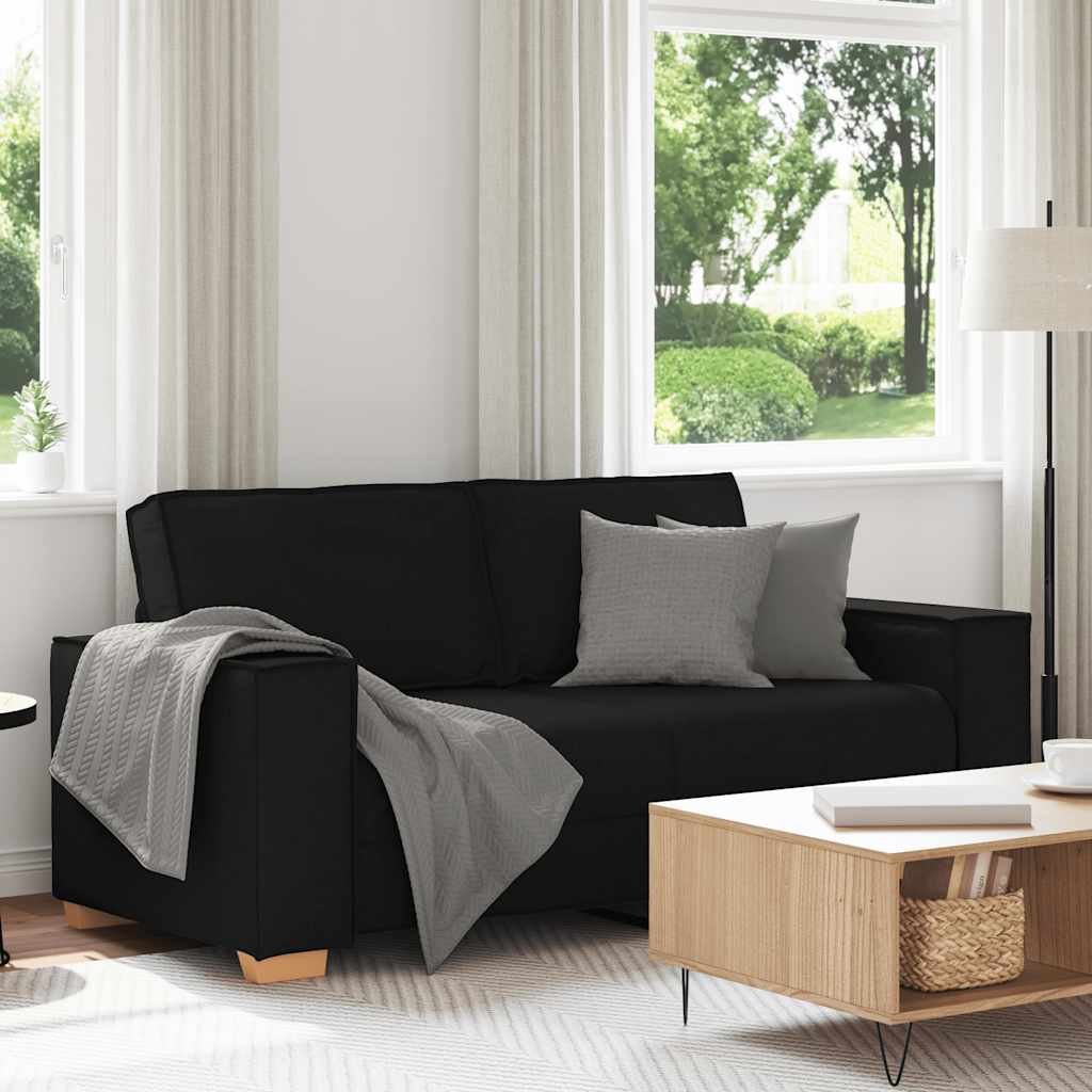 Canapé 2 places Noir 140 cm Tissu