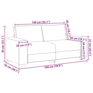 Canapé 2 places Marron 140 cm Tissu