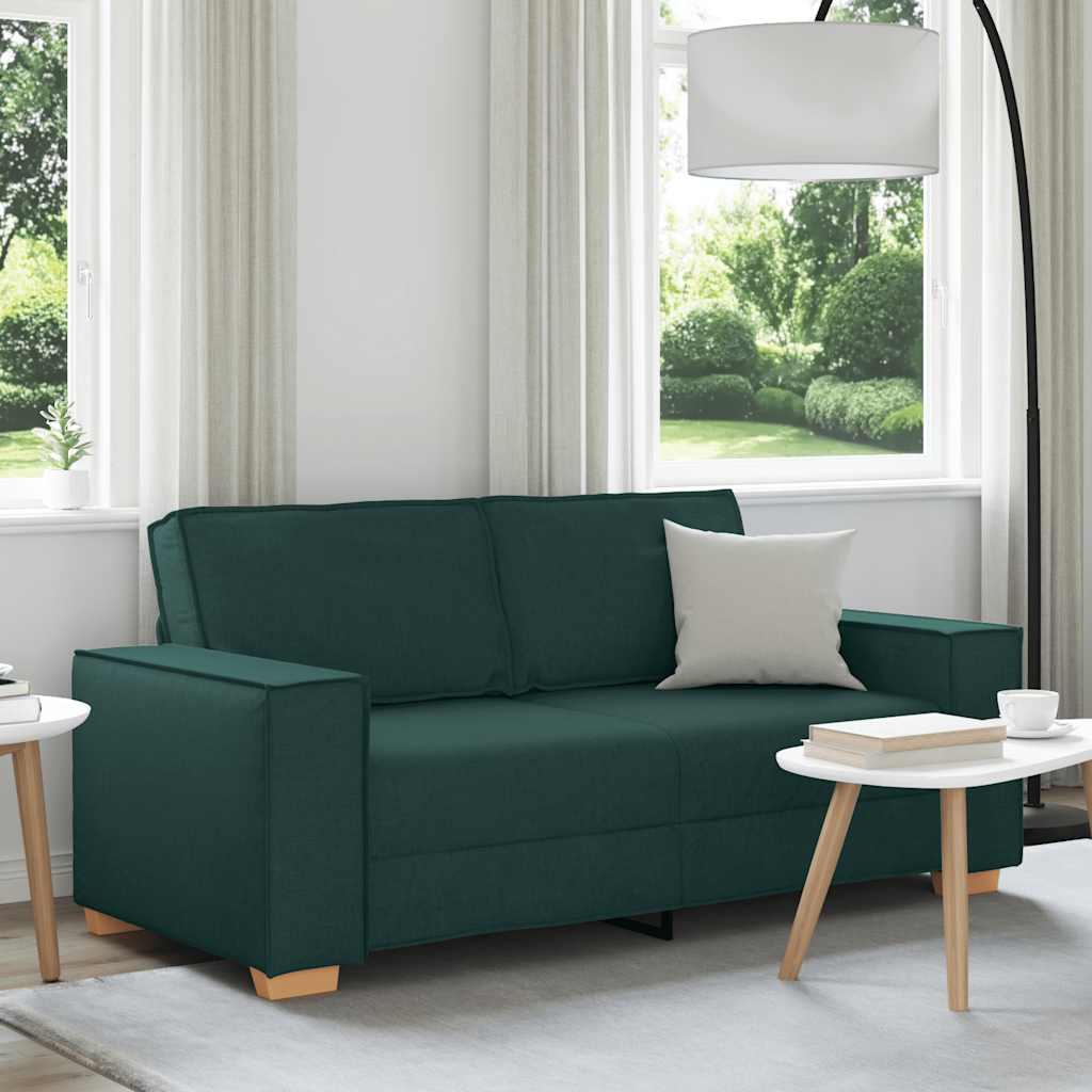 Canapé 2 places Vert foncé 140 cm Tissu