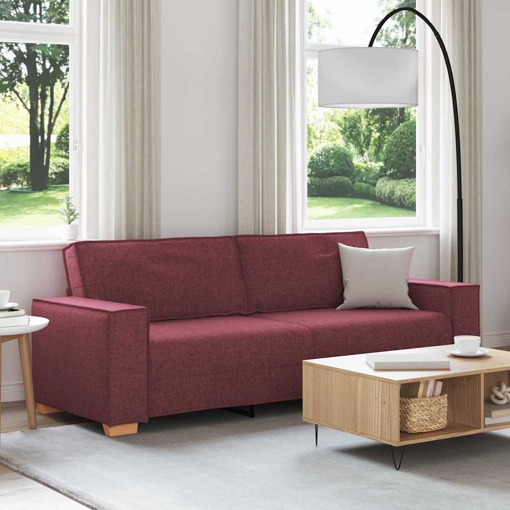Sofa 3 places Rouge bordeaux 220 x 78 x 84 cm tissu