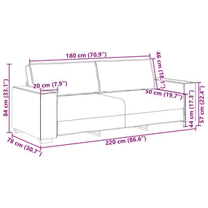 Sofa 3 places avec coussin Taupe 220 x 78 x 84 cm tissu