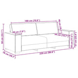 Sofa 3 places avec coussin Crème 220 x 78 x 84 cm tissu