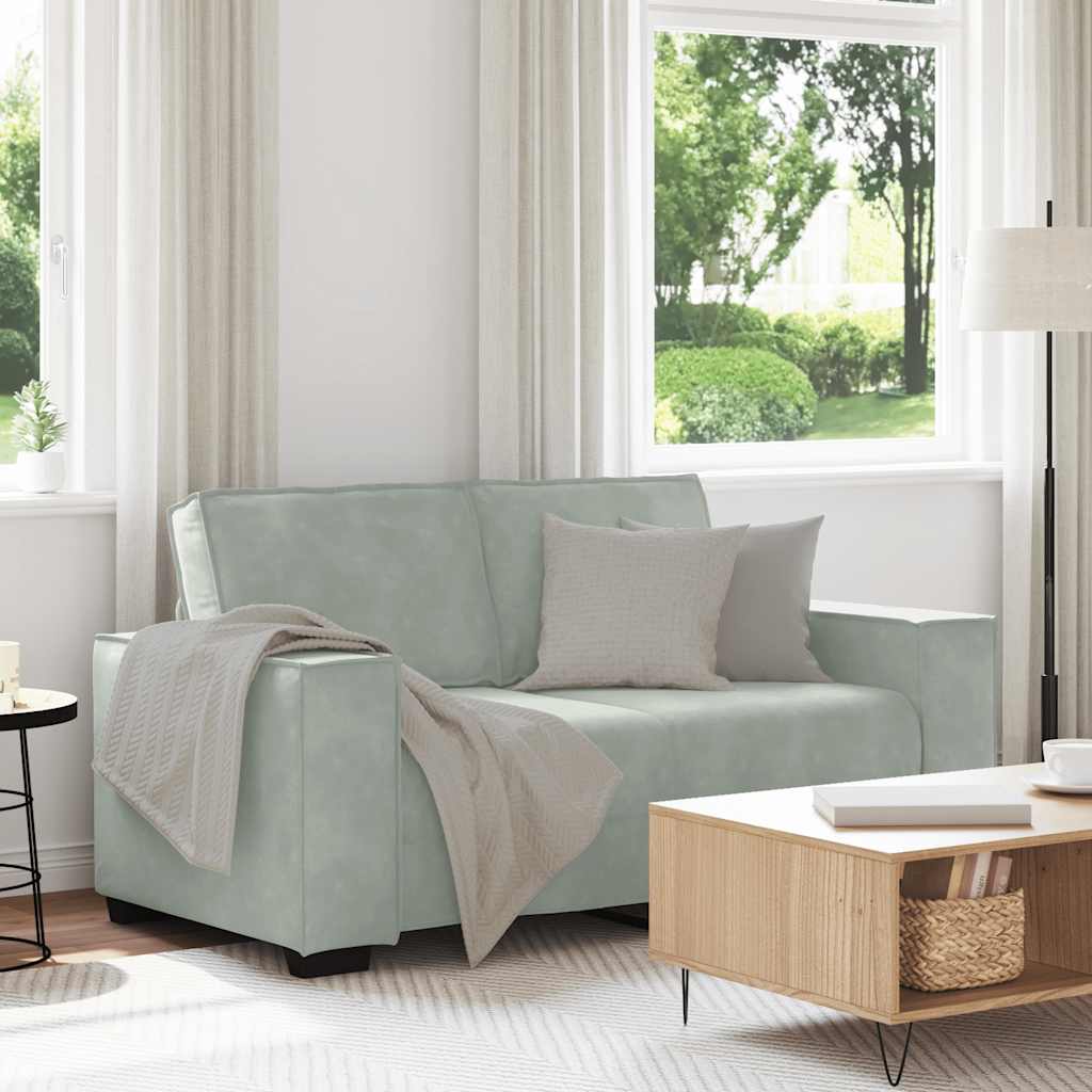 Canapé à 2 places Gris clair 120 cm Velours