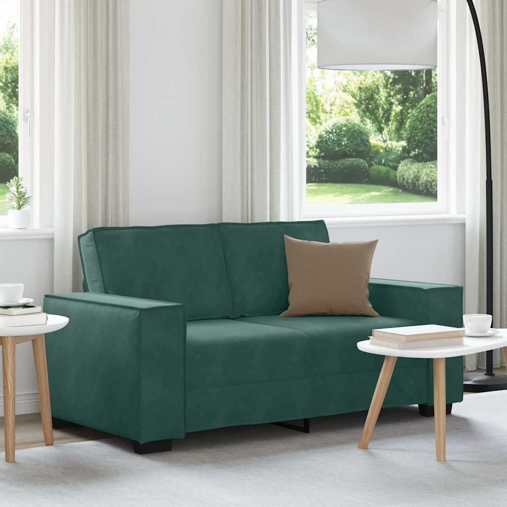 Canapé à 2 places Vert foncé 120 cm Velours