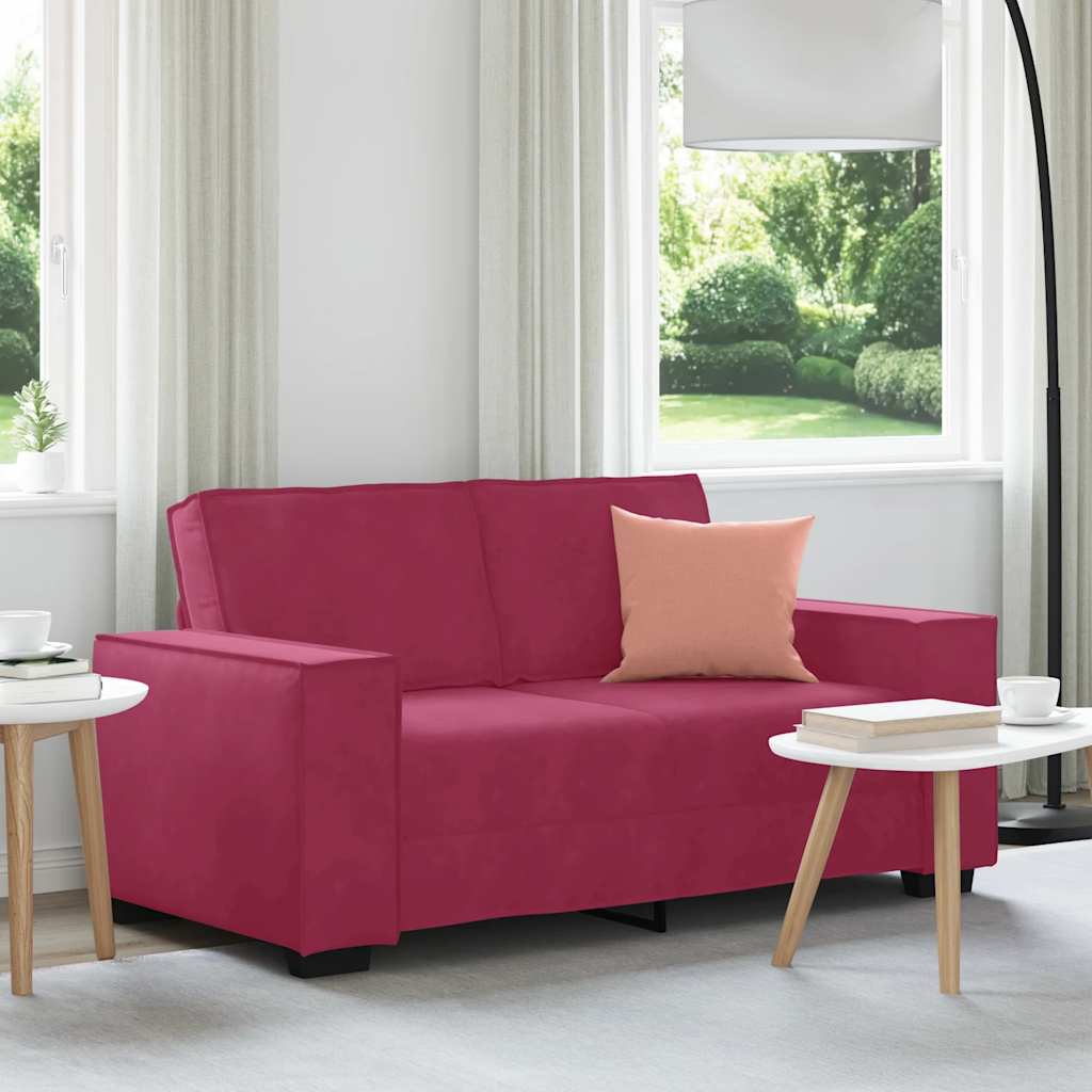 Canapé à 2 places Rouge bordeaux 120 cm Velours